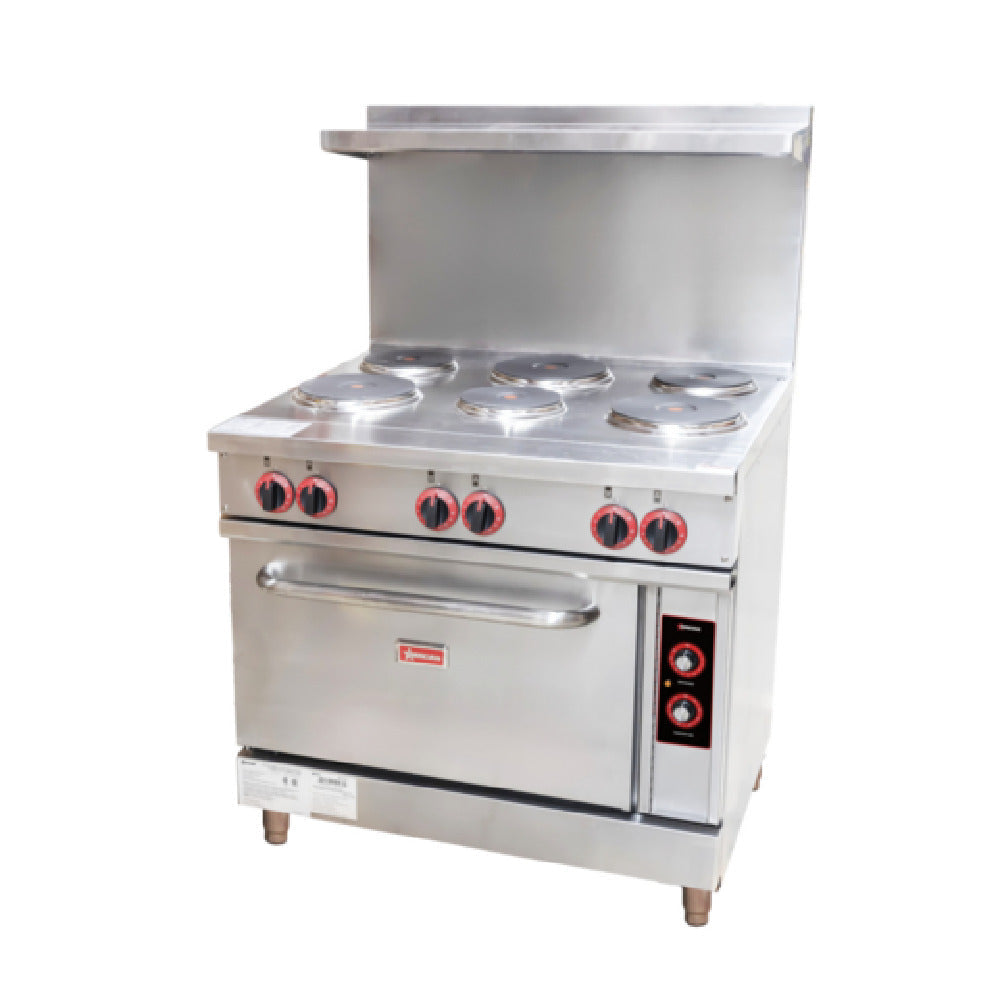 Omcan 49103 36 Inch Electric Range with 6 Hotplates & Thermostat Oven