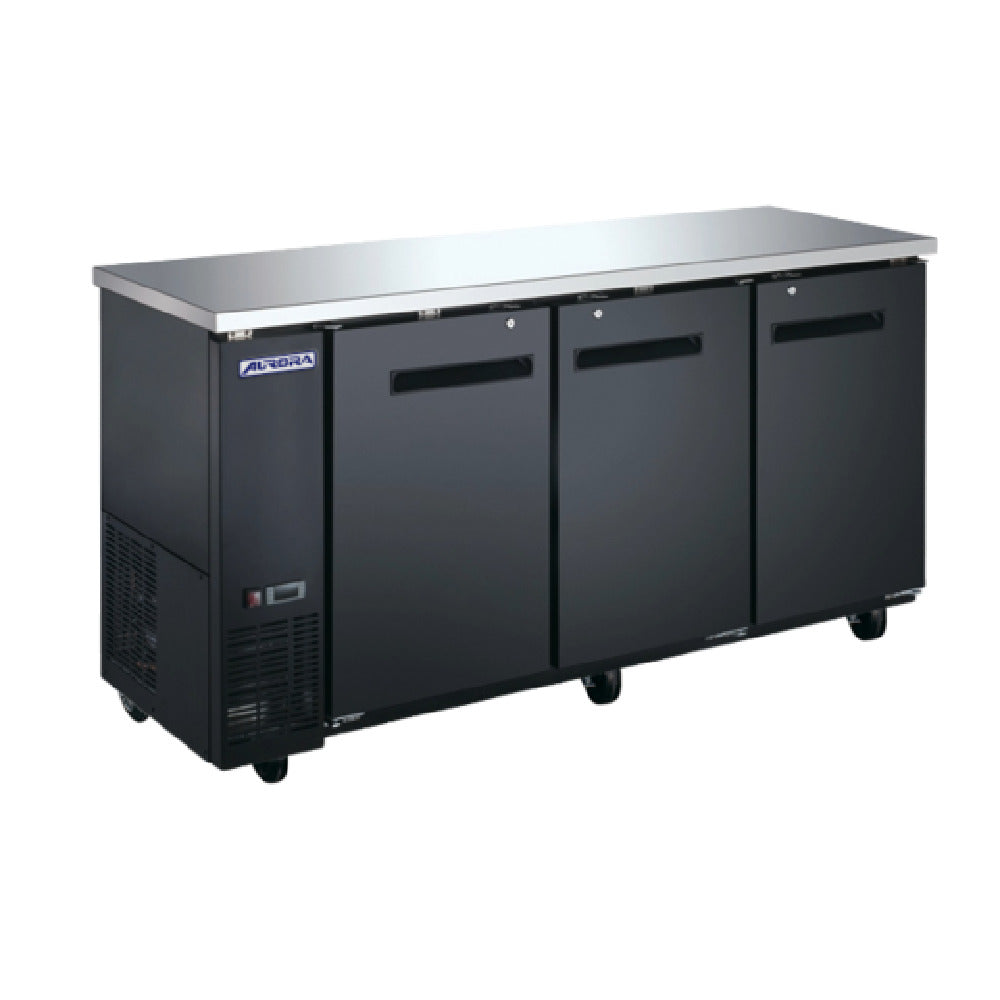 Omcan 59061 72 Inch Reach-in Refrigerated Back Bar Cooler 18.5 cu ft Black and Stainless Steel