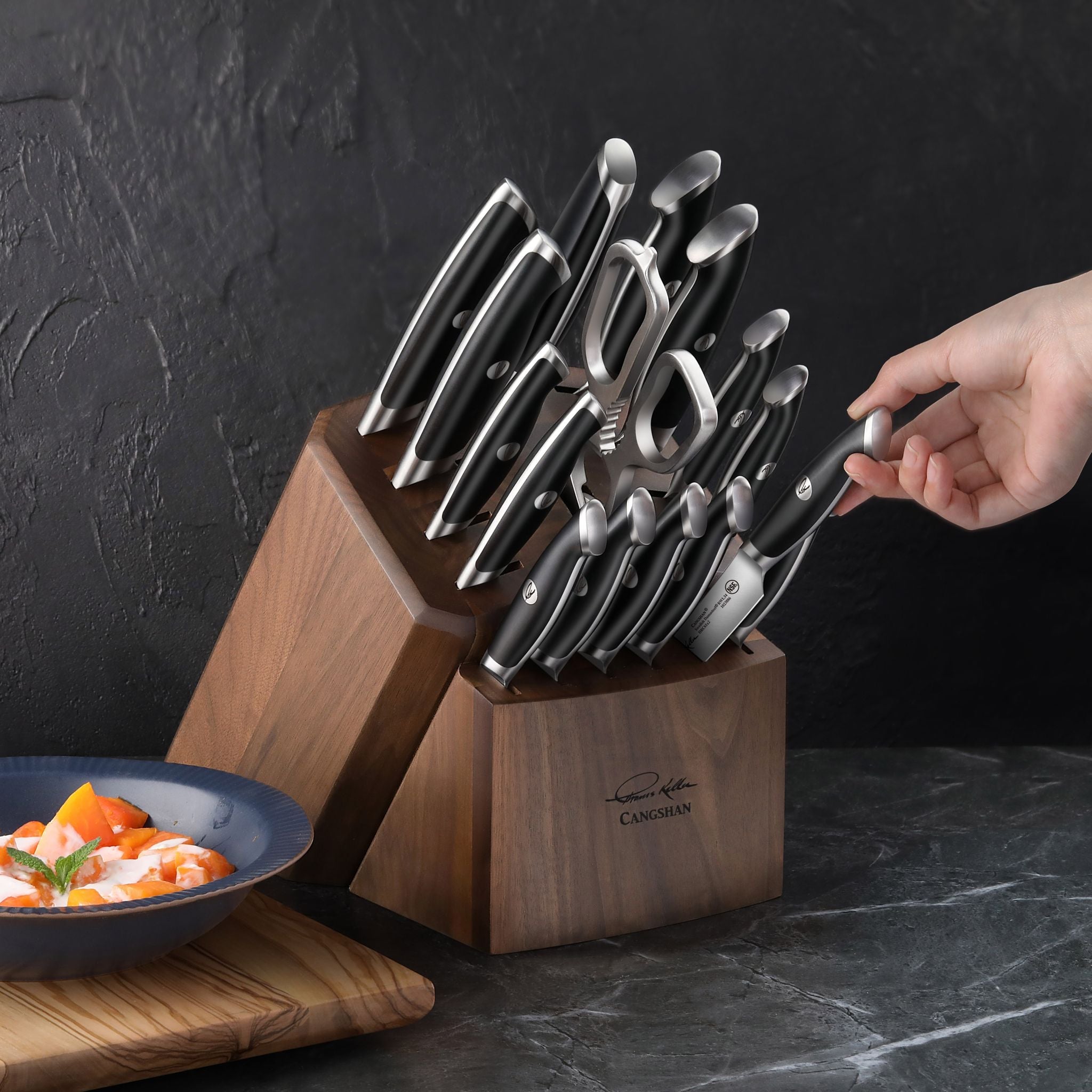 Cangshan 1024715 TKSC 17-Piece Knife Block Set - Black