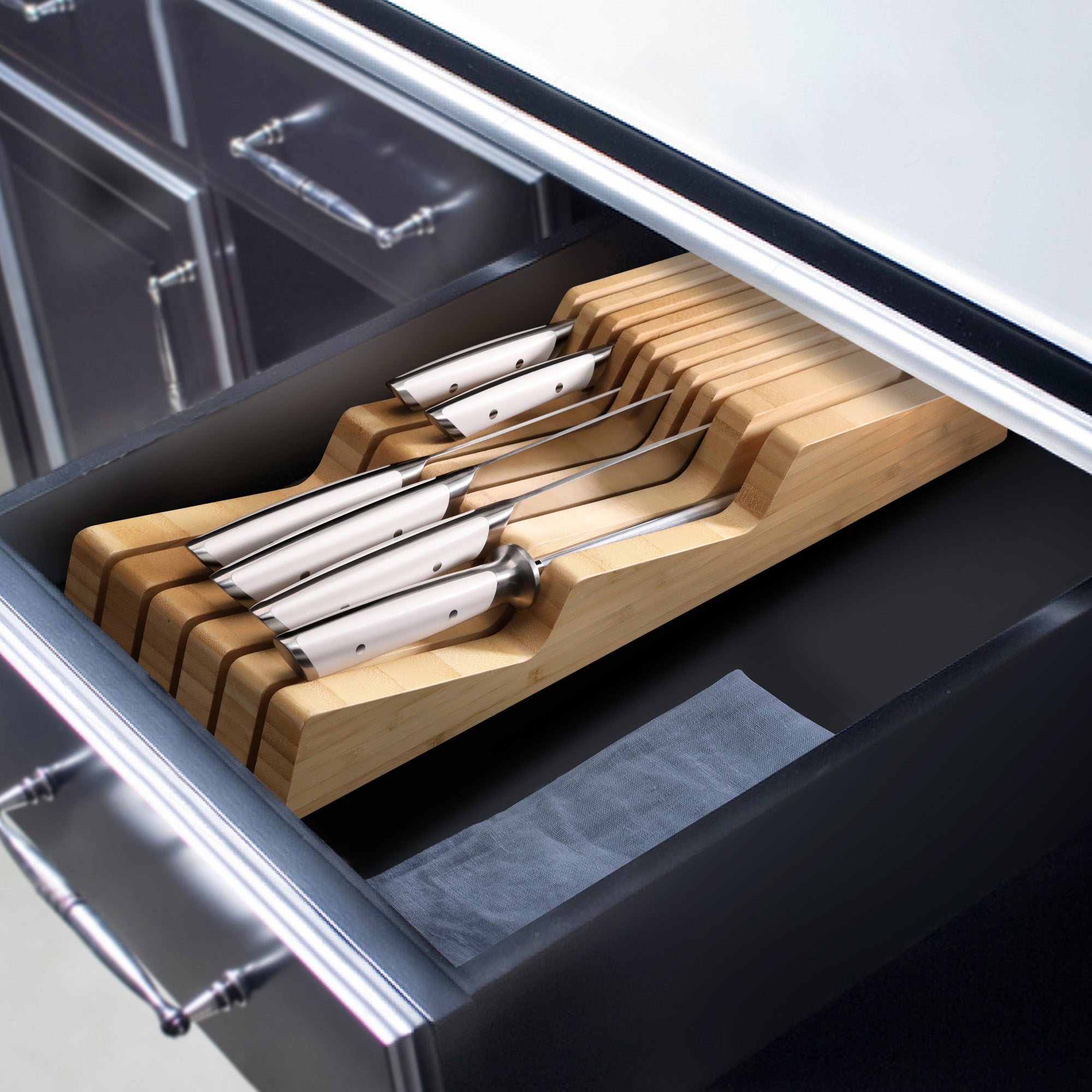 Cangshan 503442 HELENA Series 7-Piece In-Drawer Knife Set - White