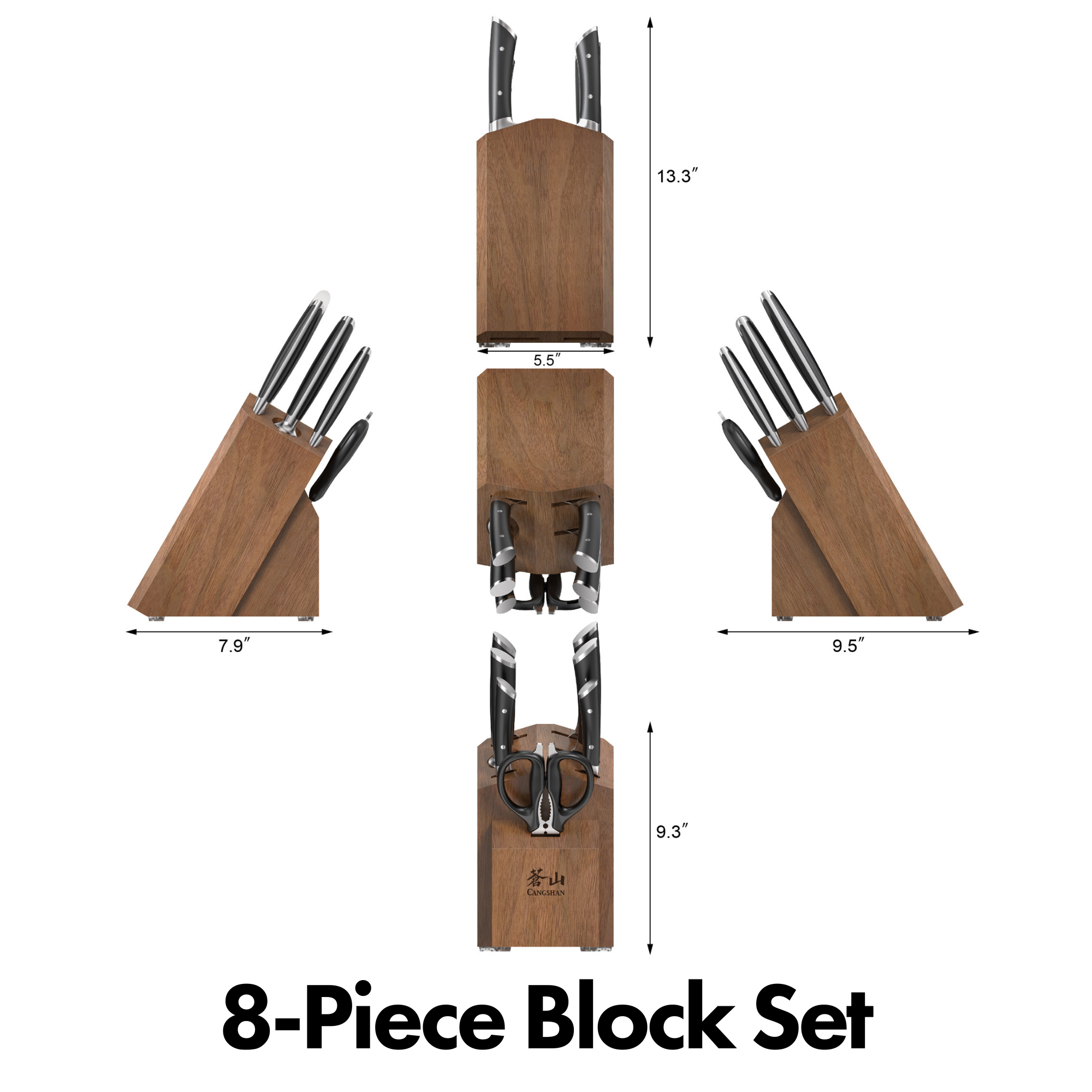 Cangshan 503466 HELENA Series 8-Piece Knife Block Set - White / 8-Piece