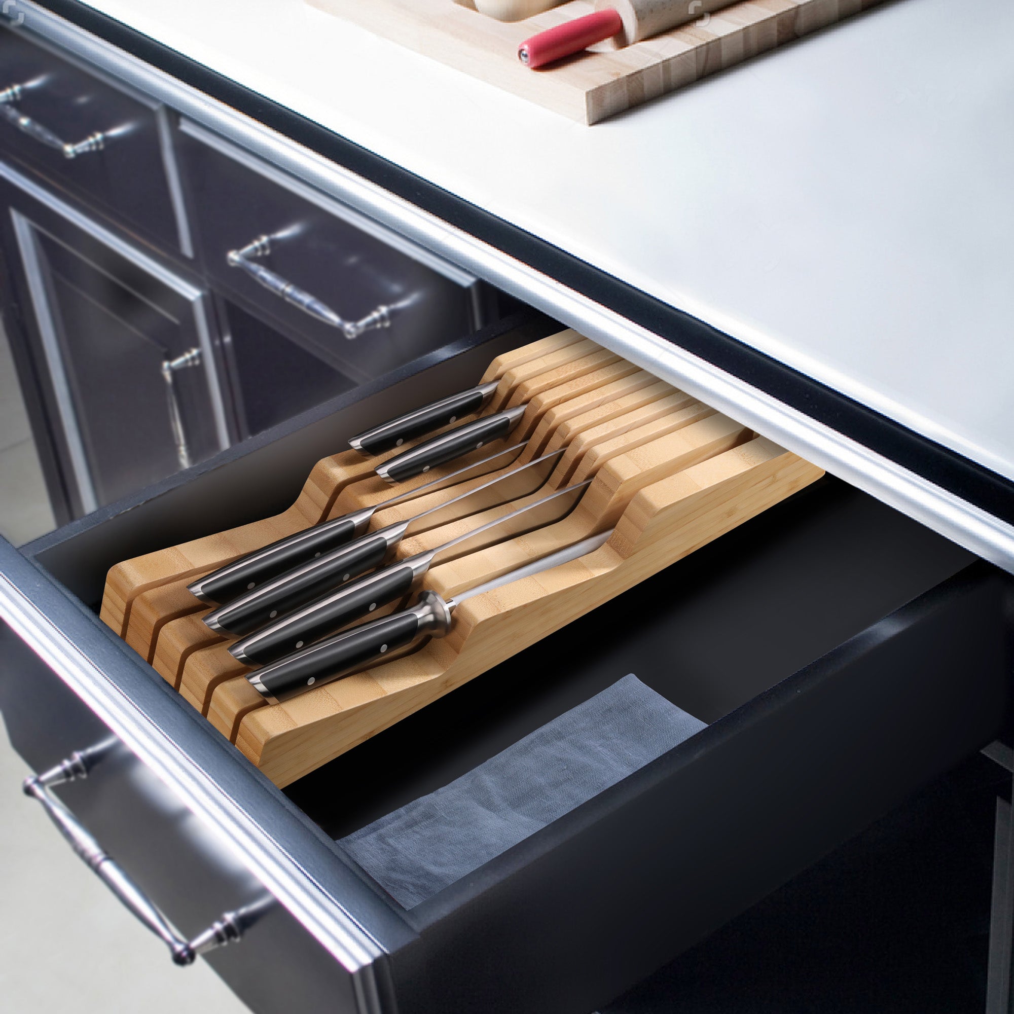 Cangshan 503442 HELENA Series 7-Piece In-Drawer Knife Set - White