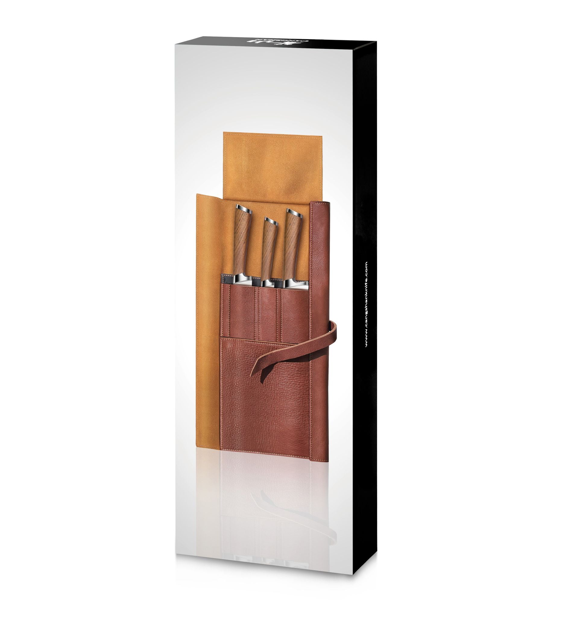 Cangshan 59939 H1 Series 4 Piece Leather Roll Knife Set
