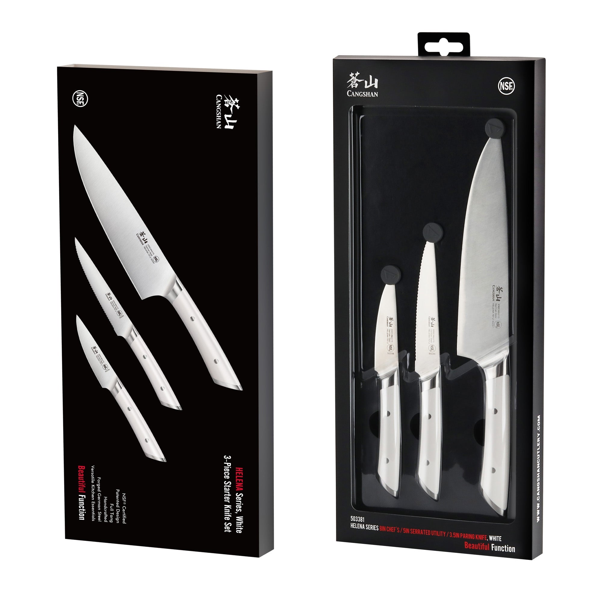 Cangshan 503206 HELENA Series 3-Piece Starter Knife Set - 3-Piece / Black