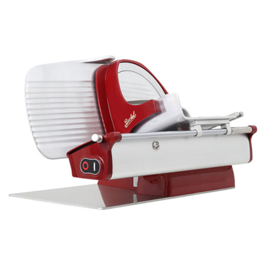 Omcan 47111 17-7/10 Inch Electric Meat Slicer Red with 9-4/5 Inch Blade
