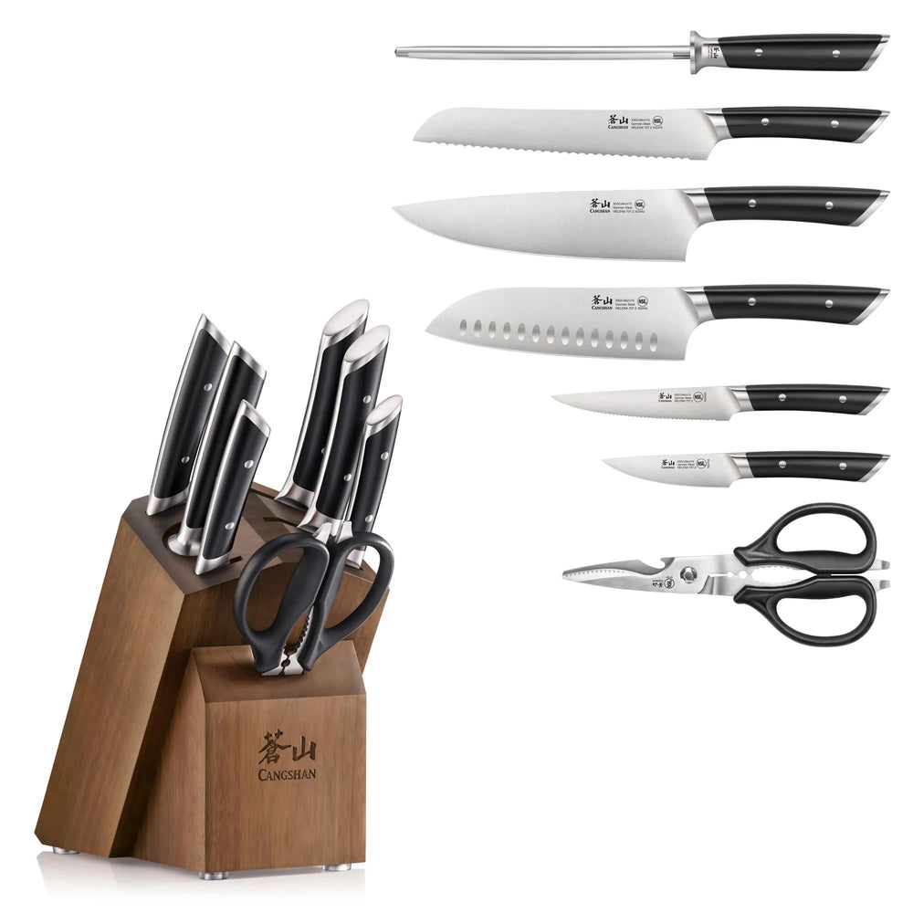 Cangshan 503282 HELENA Series 8-Piece Knife Block Set - Black / 8-Piece