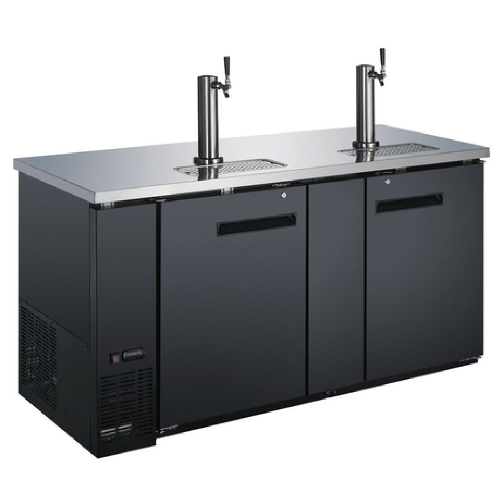 Omcan 50068 69 Inch Draft Beer Cooler with 2 Dispensers All Black Exterior