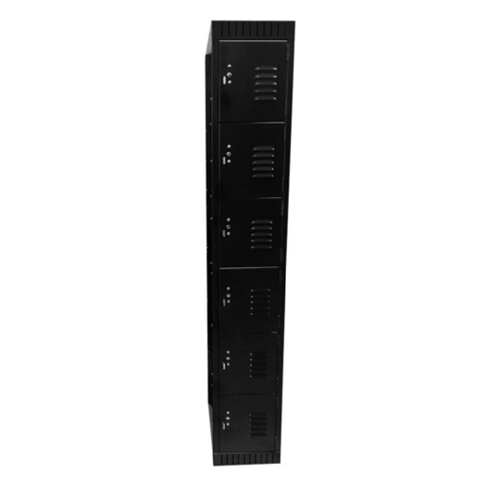Omcan 43403 12 Inch 6-Tier Floor Mounted Locker with 6 Compartments Black Painted Steel