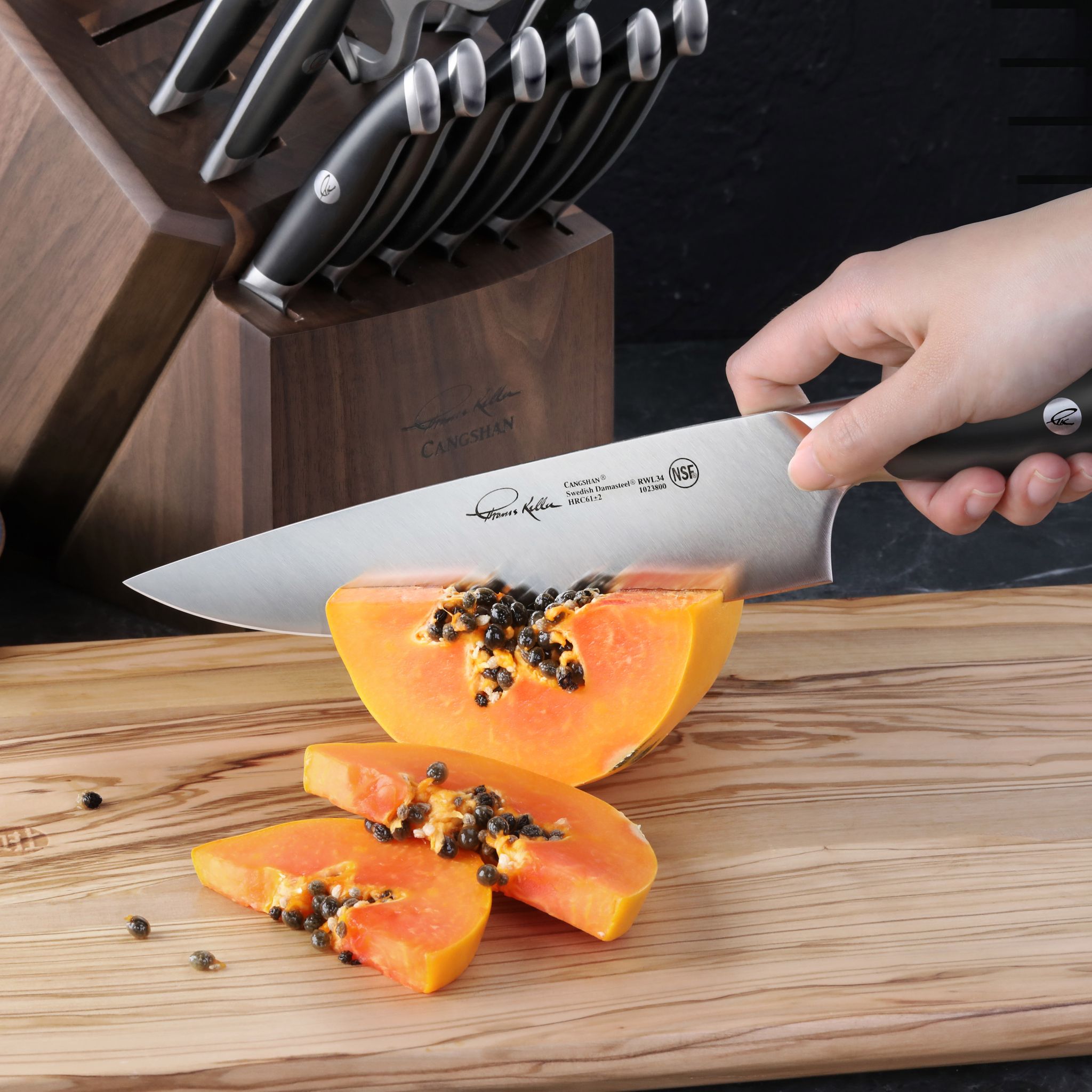 Cangshan 1024715 TKSC 17-Piece Knife Block Set - Black