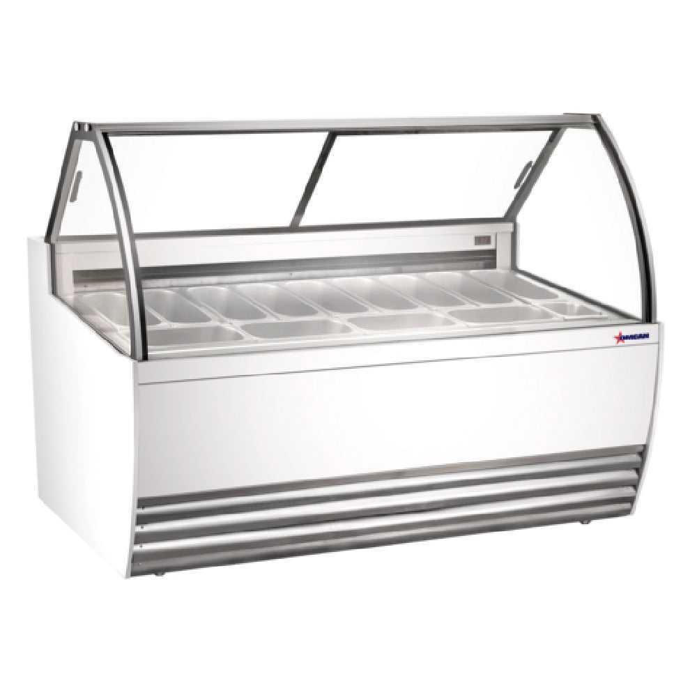 Omcan 47572 69 Inch Gelato Display Case 13 Pan Capacity Automatic Defrost