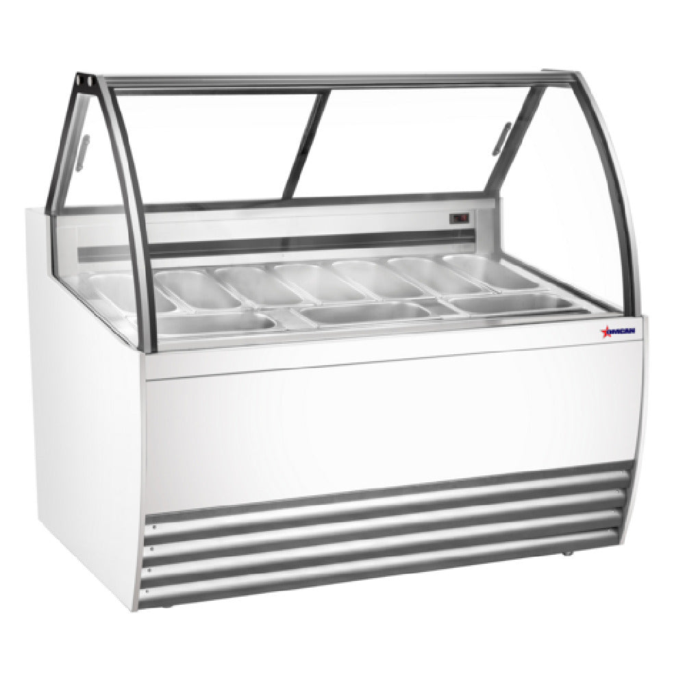 Omcan 47498 55 Inch Gelato Display Showcase 10 Pan Capacity Electric White