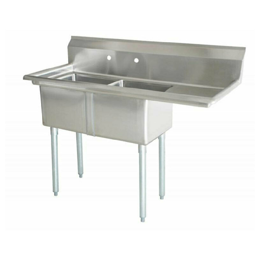 Omcan 43770 54 Inch Pot Sink with Two 18 Inch Bowls Stainless Steel