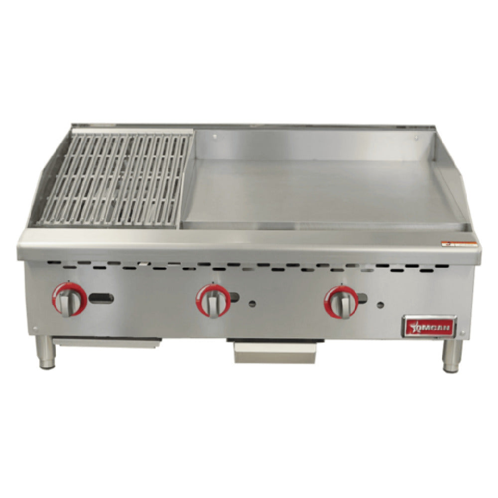 Omcan 48296 36 Inch Griddle and Charbroiler Gas Countertop 95000 BTU