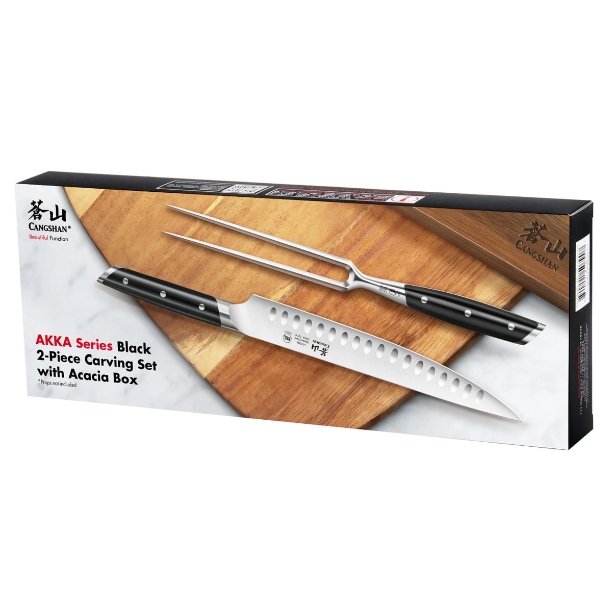 Cangshan 10301855 AKKA Series 2-Piece Carving Set with Acacia Box