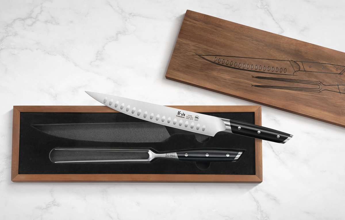 Cangshan 10301855 AKKA Series 2-Piece Carving Set with Acacia Box