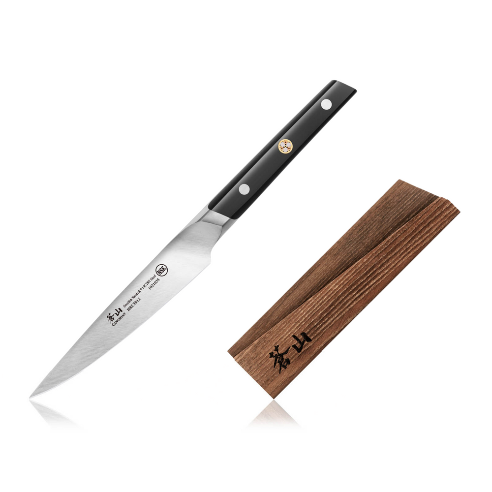 Cangshan 1021042 TC Series 5-Inch Utility Knife with Ash Wood Sheath