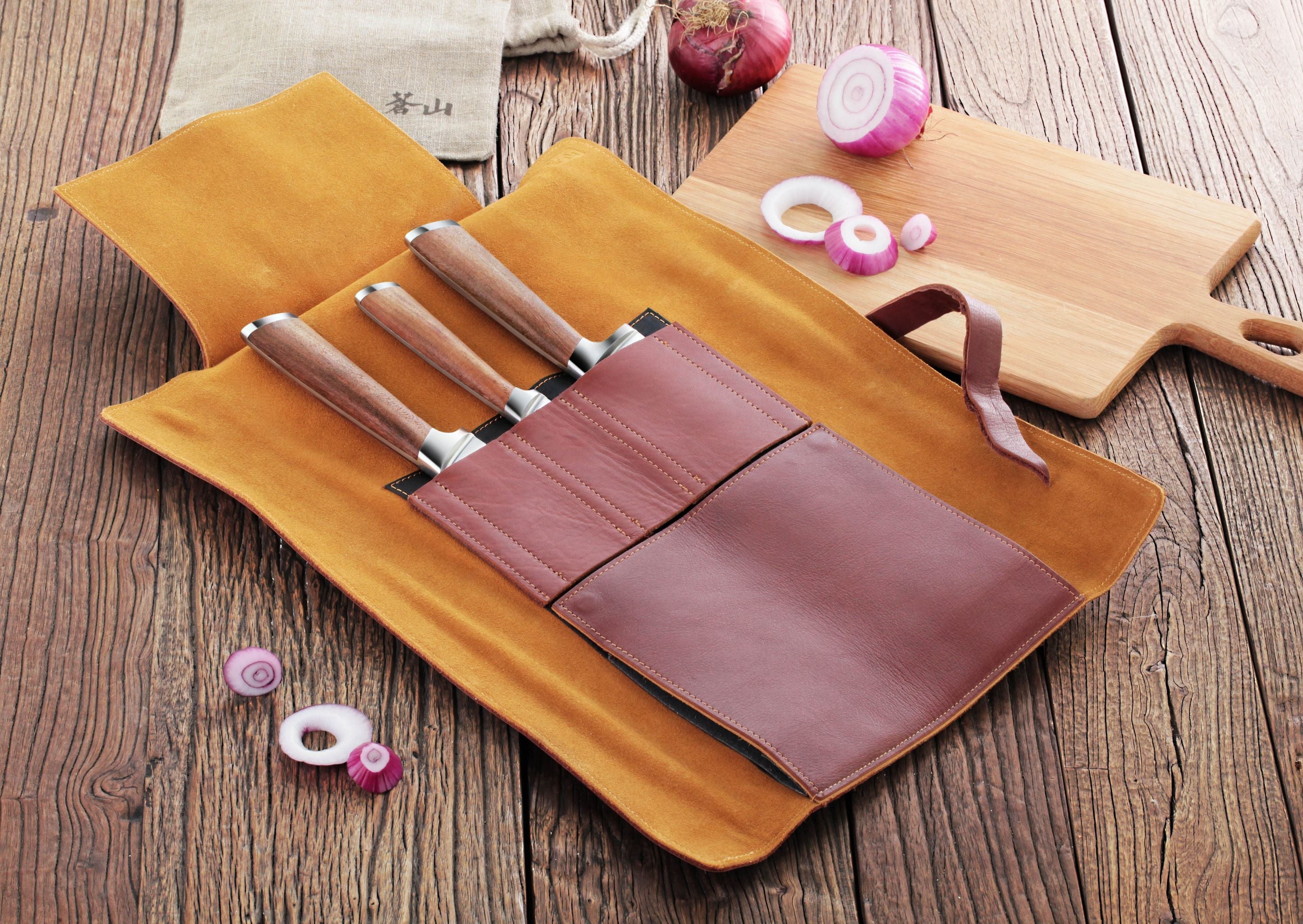 Cangshan 59939 H1 Series 4 Piece Leather Roll Knife Set