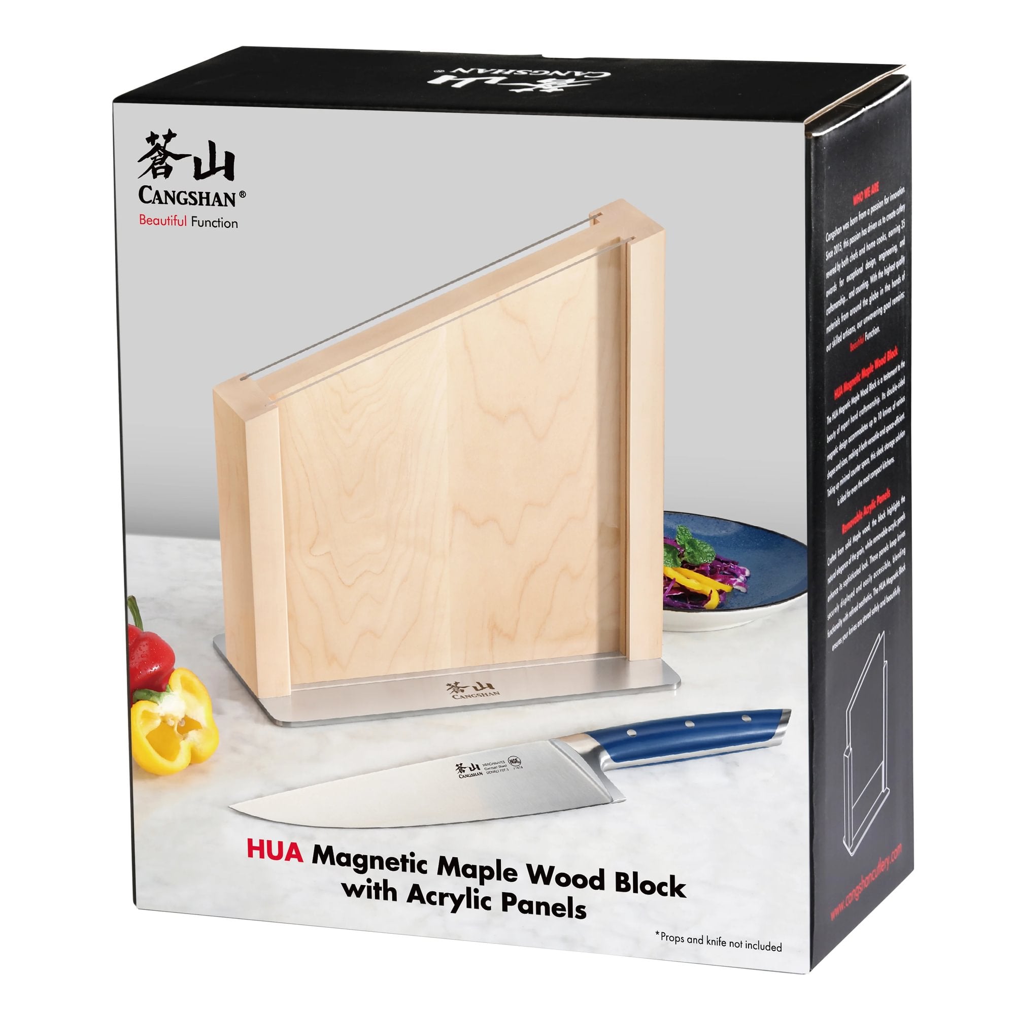 Cangshan 10300832 HUA Magnetic Knife Block with Clear Blade Guard