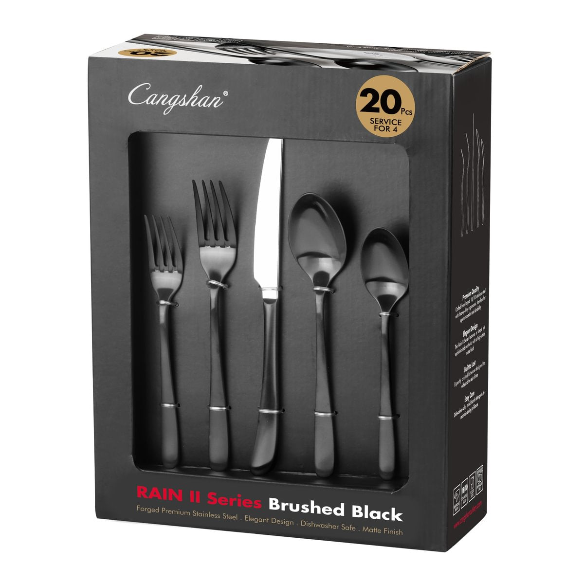 Cangshan 10301434 RAIN II Series 20-Piece Forged Flatware Set