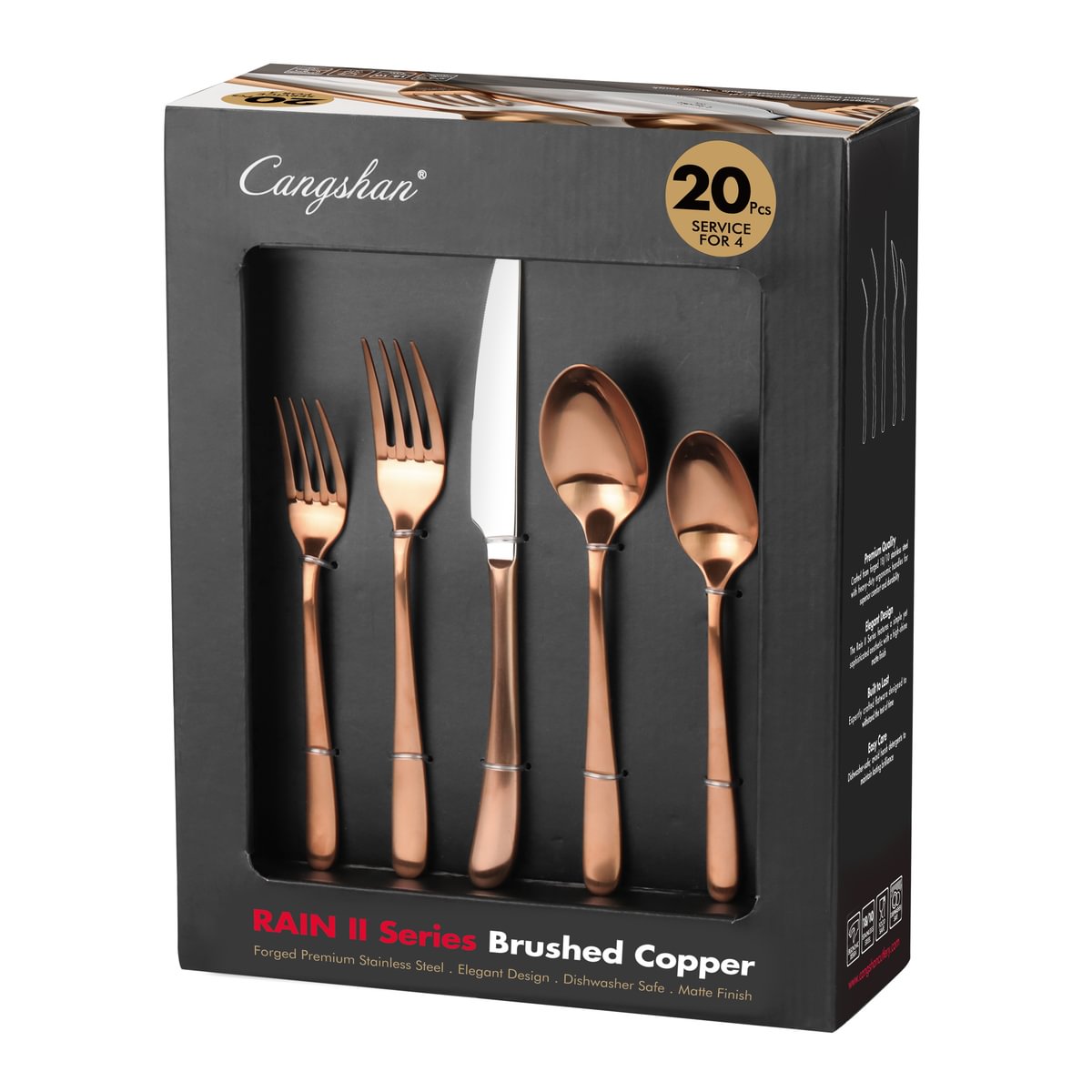 Cangshan 10301436 RAIN II Series 20-Piece Forged Flatware Set