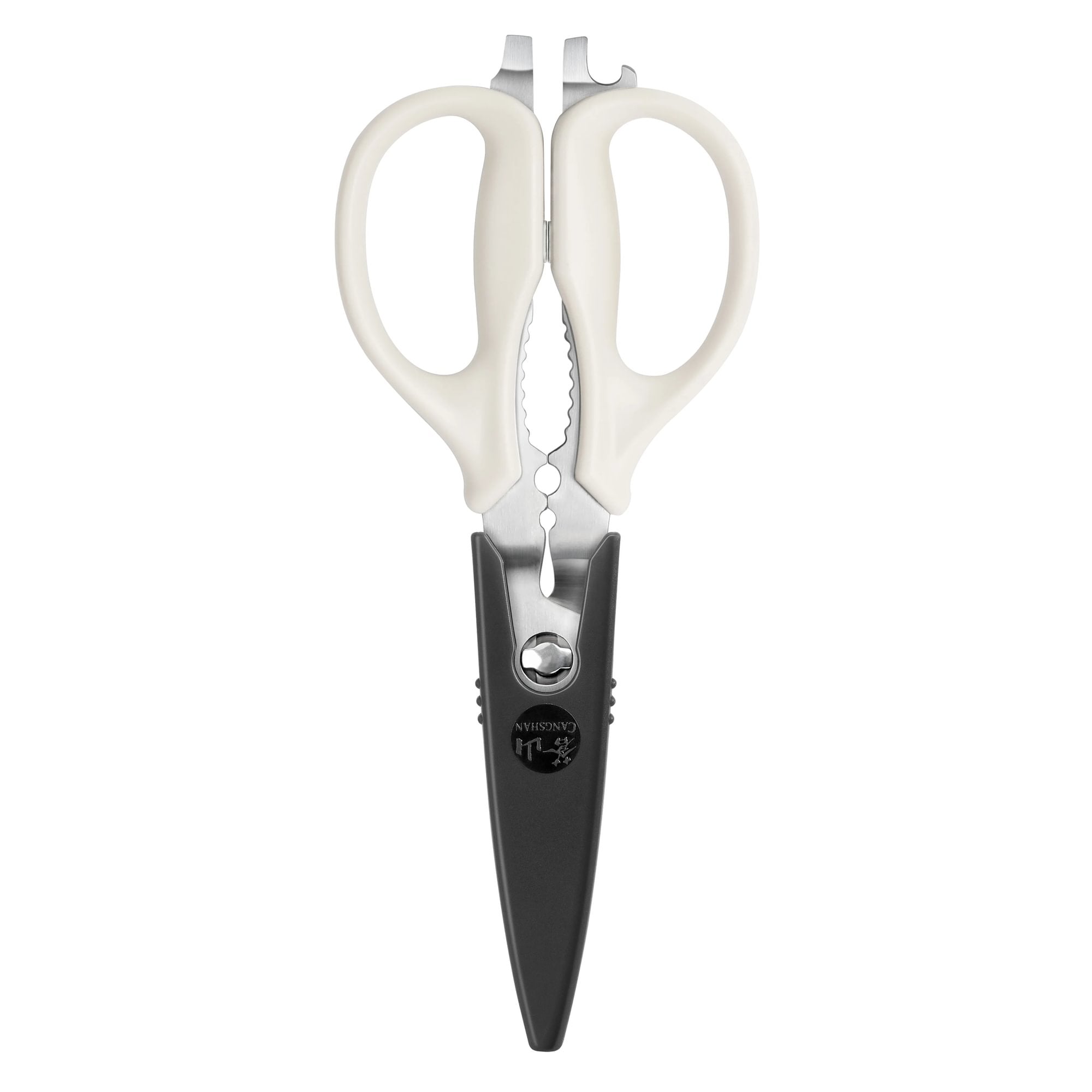 Cangshan 10300953 9-Inch Heavy Duty Utility Kitchen Shears with Blade Holder - White