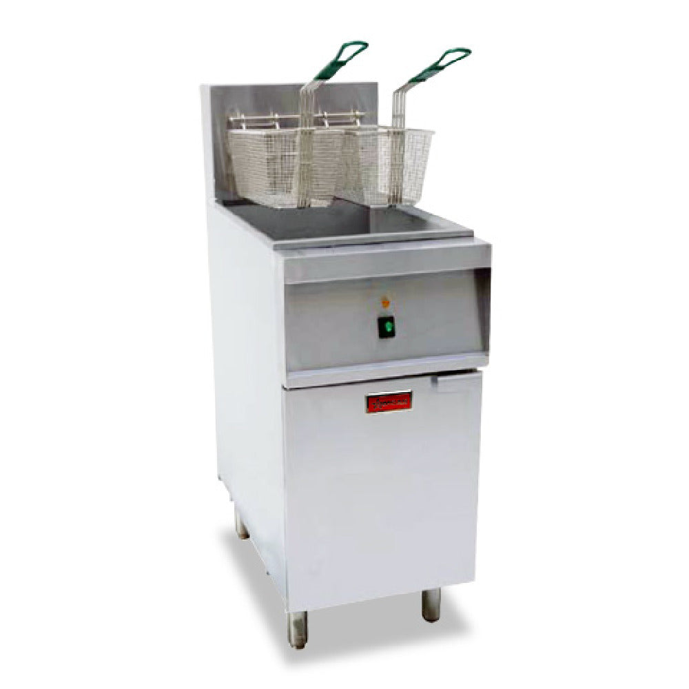 Omcan 47739 15 Inch Electric Deep Fryer Floor Model Full Pot 40 lb. Oil Capacity