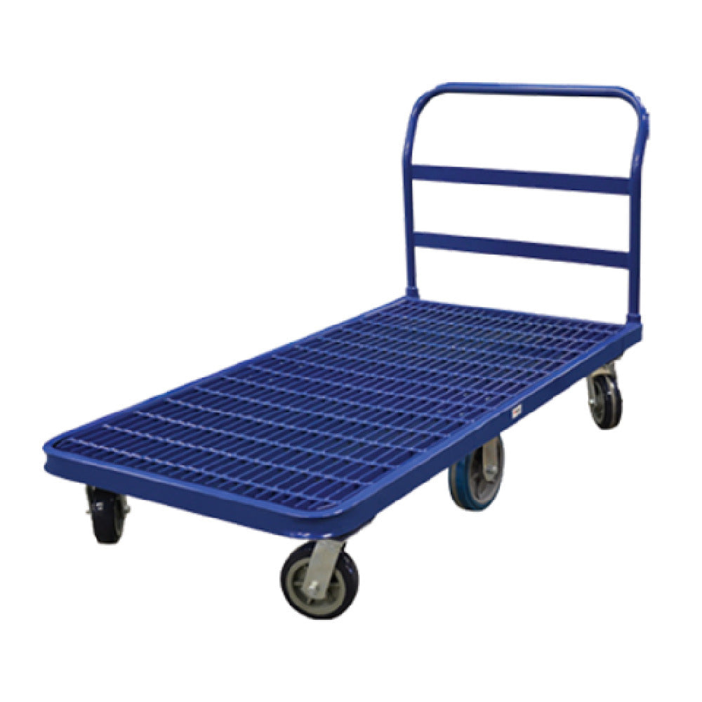 Omcan 24035 63 Inch Heavy Duty Platform Truck Grilled Blue 2200 lb Capacity