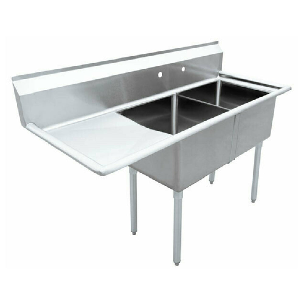 Omcan 43790 74 Inch Pot Sink 2 Compartment 24 Inch Bowls Galvanized Legs