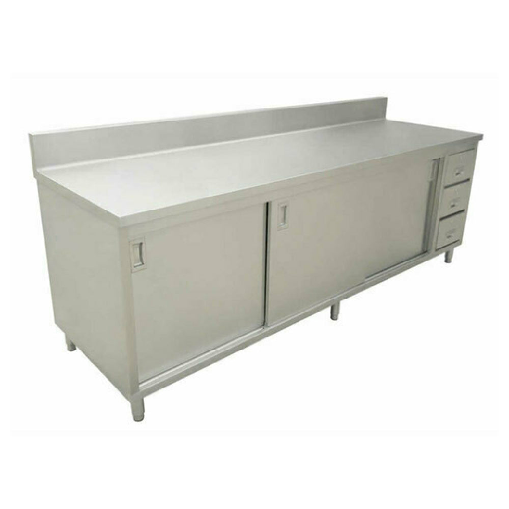 Omcan 45285 60 Inch Work Table Cabinet Base with Sliding Doors and 3 Drawers