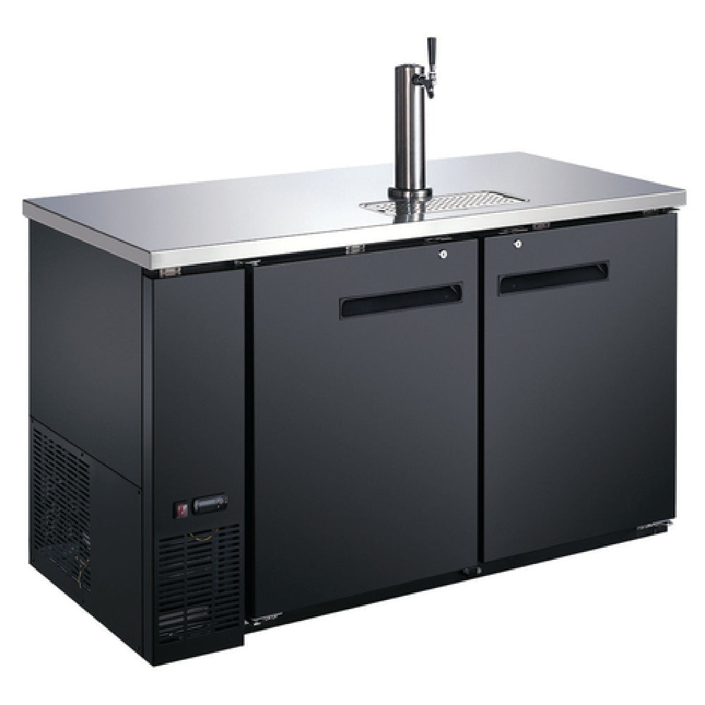 Omcan 50067 59 Inch Draft Beer Cooler 2 Section Stainless Steel with 1 Dispenser