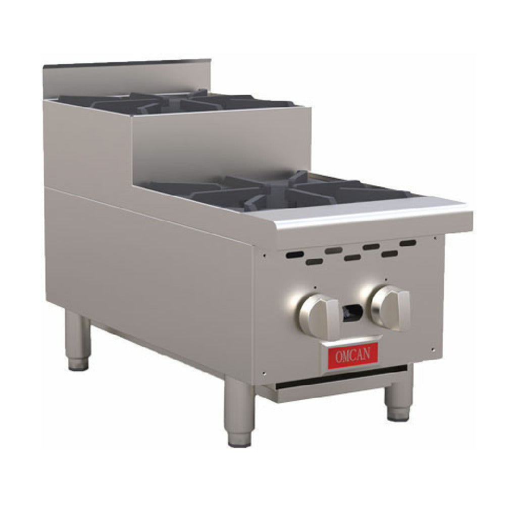 Omcan 47382 12 Inch Countertop Hotplate Gas 2 Burners 52000 BTU Stainless Steel