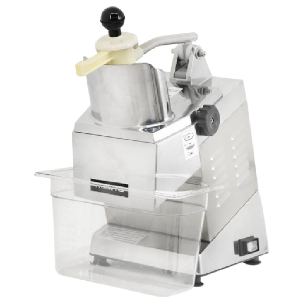 Omcan 10927 11 Inch Electric Food Processor Hinged Cover Angled Feed Style