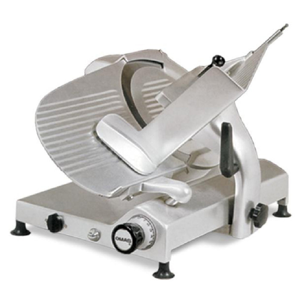 Omcan 13642 28 Inch Manual Meat Slicer Carbon Steel Blade Anodized Aluminum