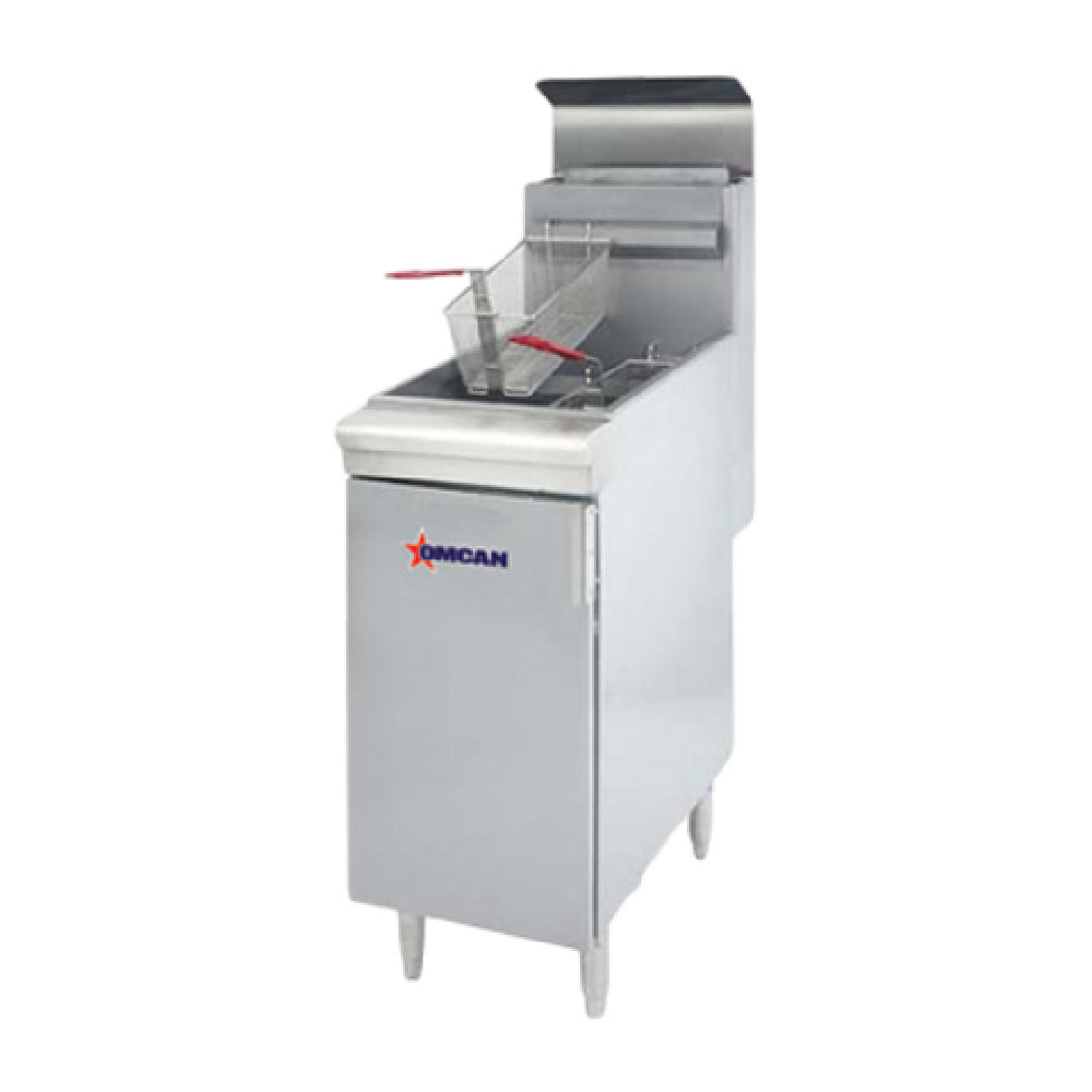 Omcan 43545 15 Inch Gas Deep Fryer Liquid Propane 120000 BTU with Baskets