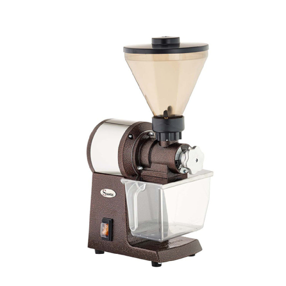 Omcan 46080 13 Inch Electric Countertop Pepper Grinder with Drawer Brown Finish