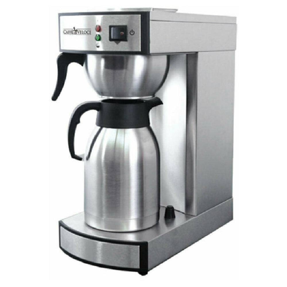 Omcan 44315 7.67 Inch Wide Manual Pourover Coffee Brewer Stainless Steel with Brew Indicator Lights