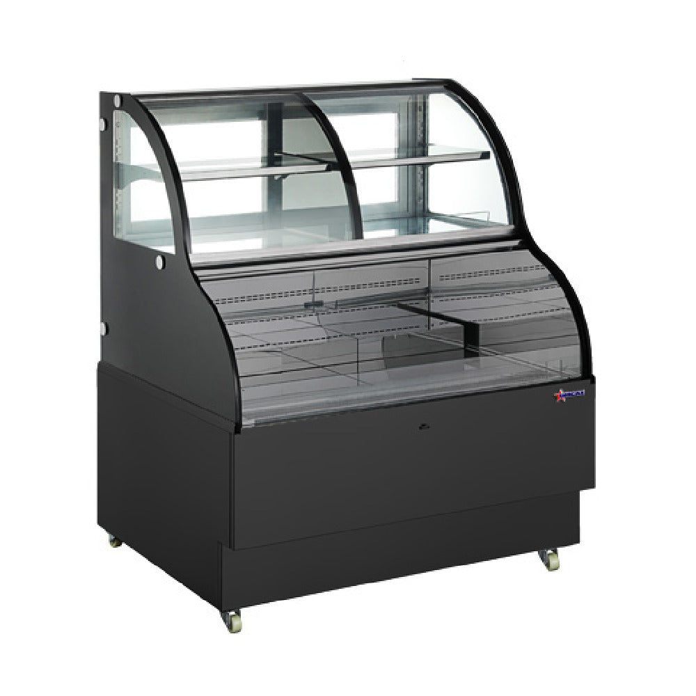 Omcan 47277 47 Inch Floor Model Dual Service Open Display Case Refrigerated
