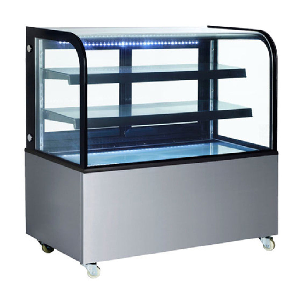 Omcan 47103 48 Inch Non-Refrigerated Bakery Display Case Curved Glass with Lighting