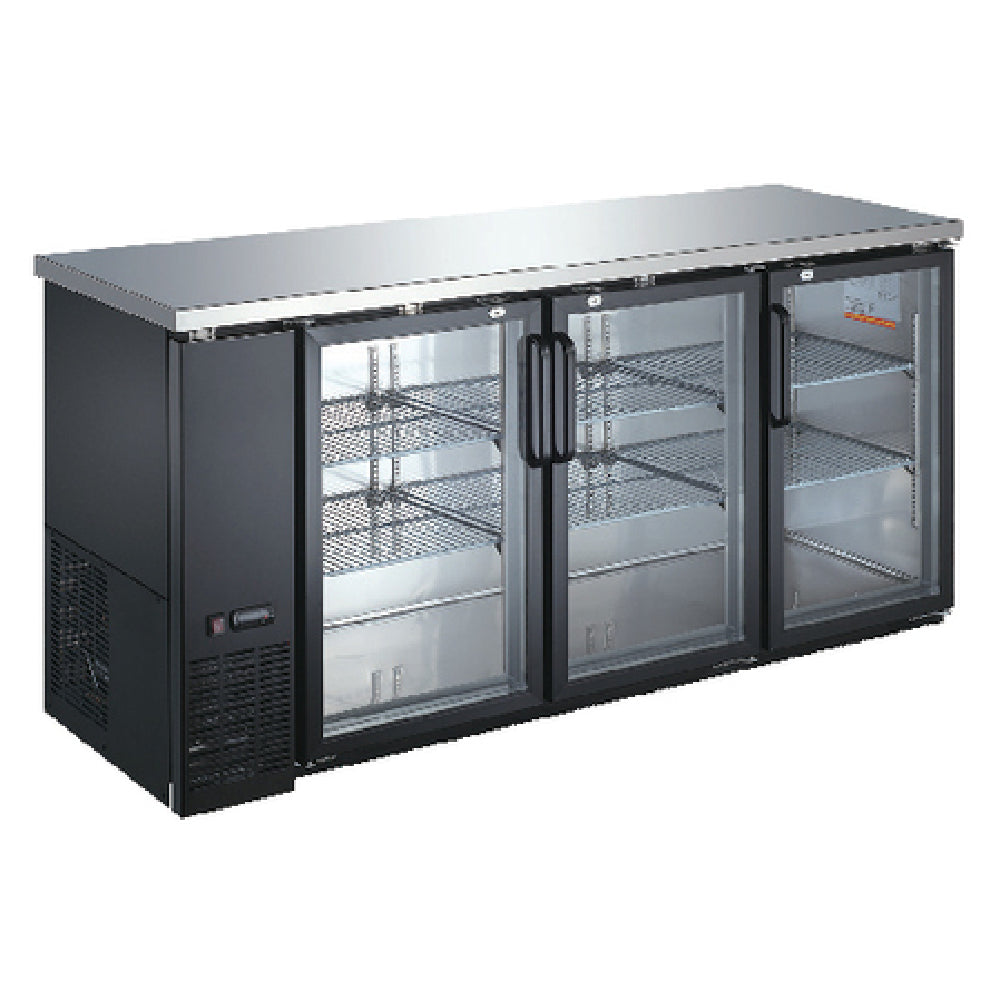 Omcan 50062 72 Inch Refrigerated Back Bar Cooler with Three Sections Stainless Steel