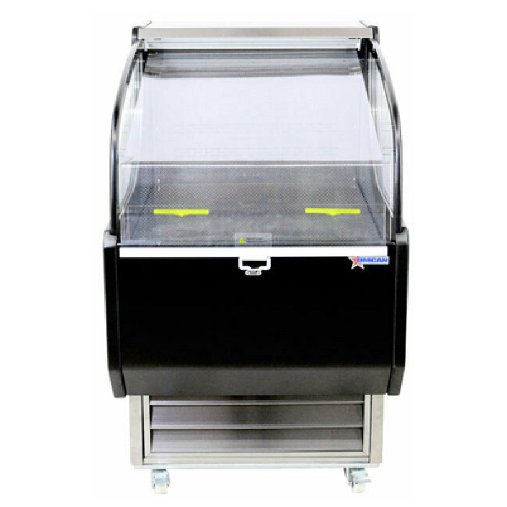 Omcan 44379 26 Inch Refrigerator Display Case Refrigerated Black Stainless Steel with LED Lighting