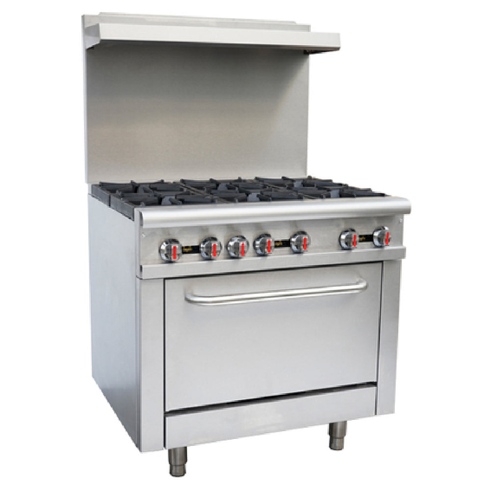 Omcan 46151 36 Inch Gas Commercial Range with 6 Open Burners 211000 BTU