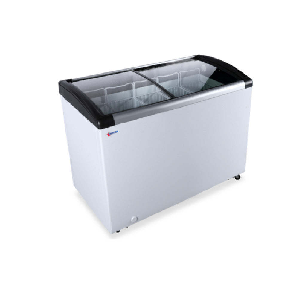 Omcan 47753 47.81 Inch Ice Cream Freezer 7.6 Cu Ft with Curved Glass