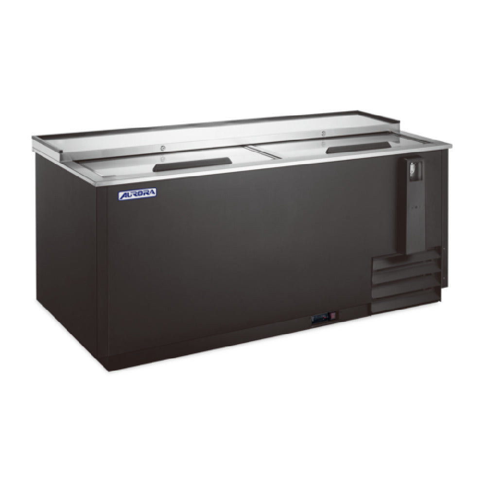 Omcan 59040 64 Inch Aurora Beer Bottle Cooler Black Vinyl Aluminum - 17.23 cu ft