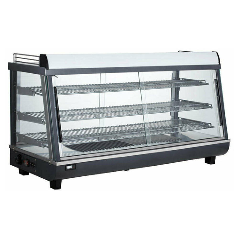 Omcan 44438 47 Inch Heated Display Case Countertop Self-Service with 3 Shelves