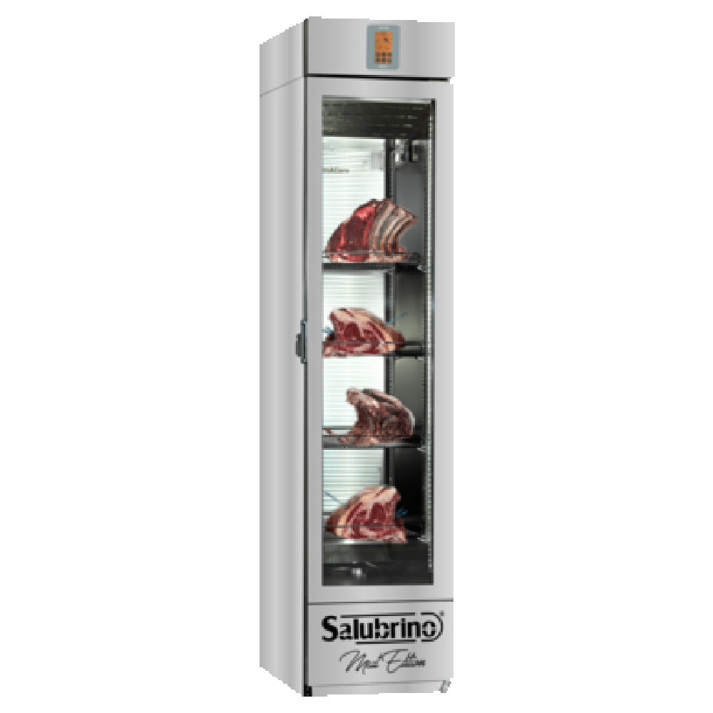 Omcan 47116 17-3/10 Inch Slim Glass Meat Curing and Aging Cabinet Stainless Steel