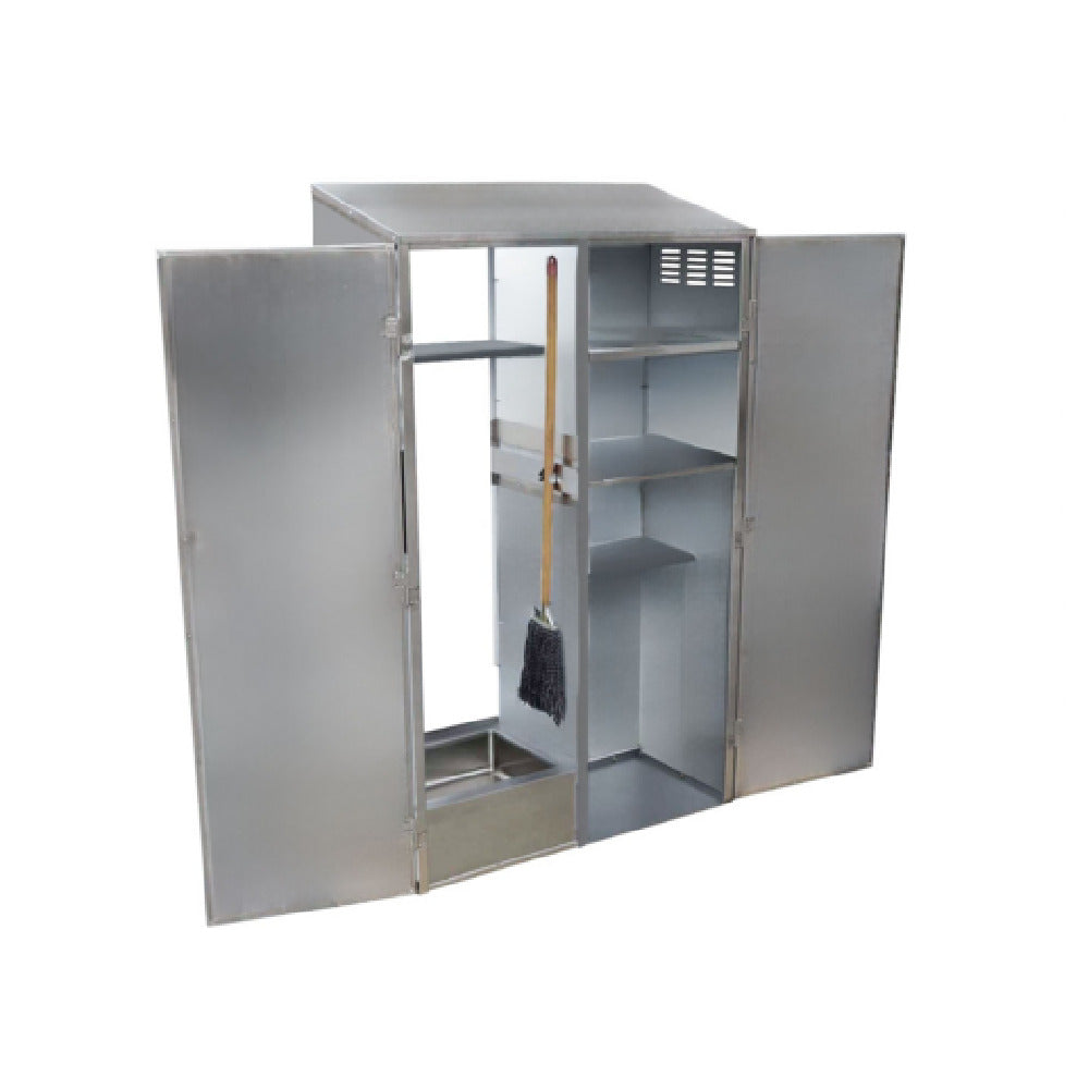 Omcan 48231 50-1/4 Inch Janitor Cabinet with Left Mop Sink Stainless Steel