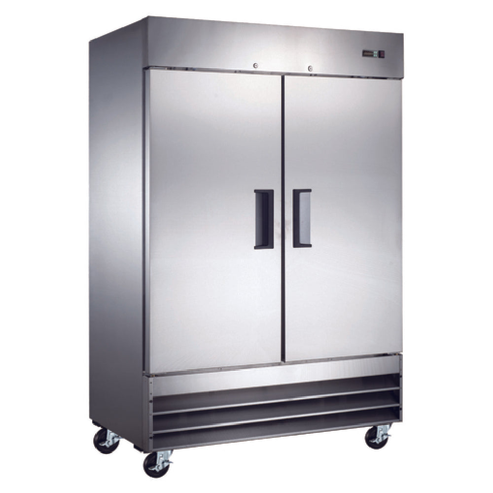 Omcan 50025 54 Inch Freezer Reach-in 47 cu ft Two-section stainless steel with self-closing doors