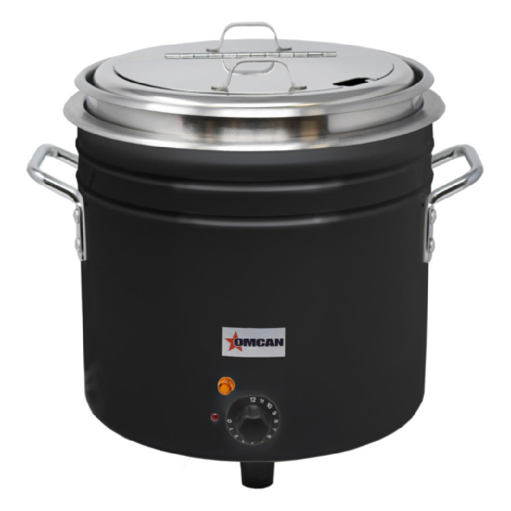 Omcan 44392 11 Quart Electric Soup Kettle Black Ceramic Manual Control