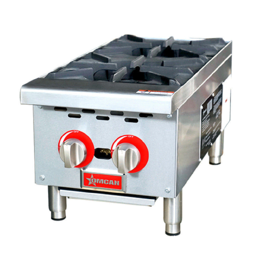 Omcan 47379 12 Inch Countertop Gas Hotplate with 2 Burners 50000 BTU