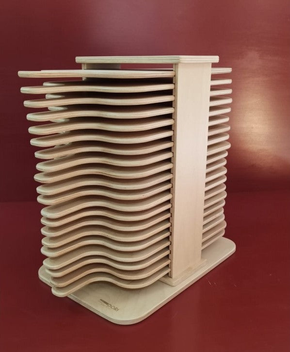 Linea Dori 3000 srl 1500700 Beech plywood rack specific for Pinsa Romana serving boards 20 slots (finished with a treatment for food contact)